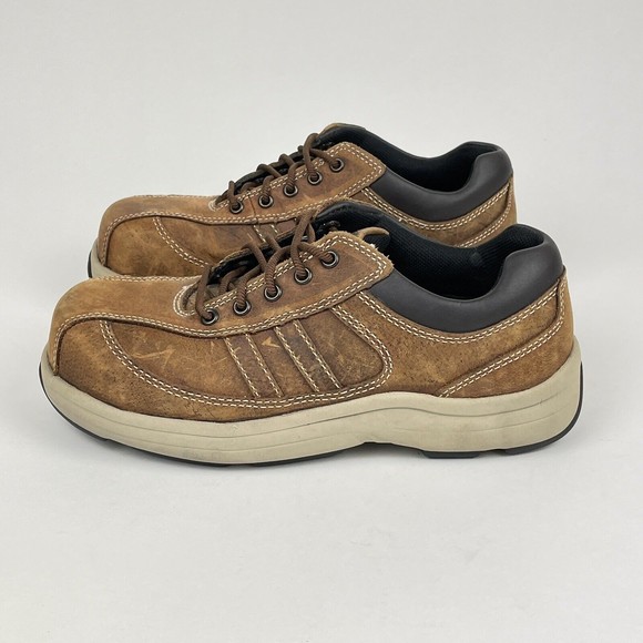 Hush Puppies Men 5 / Women 7 Hytest Brown Casual Oxford Steel Toe Work Shoes - Picture 8 of 12